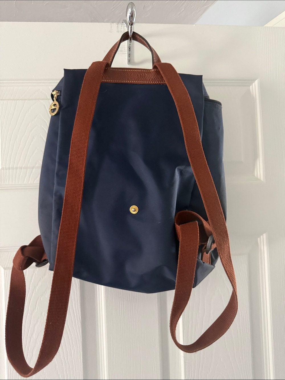 Longchamp Navy and Brown Le Pliage Small Backpack - Picture 3 of 6